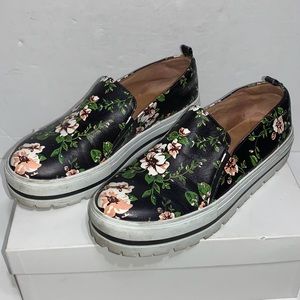 Halogen Black Floral Platform Slip-on Sneakers